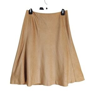 Banana Republic Vtg 90s Minimalist Classic  Flowy Tan Faux Suede Midi Skirt